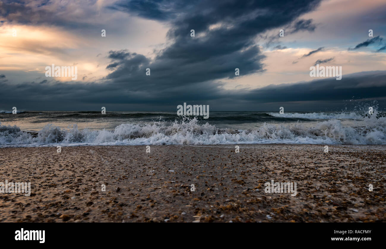 Seashore, stormy sea Stock Photo