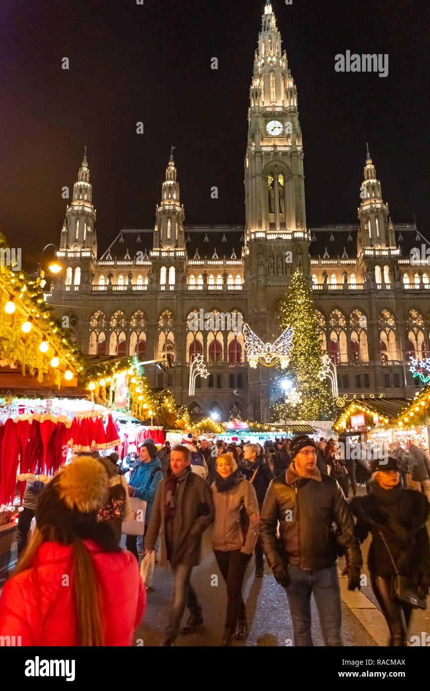 VIENNA AUSTRIA DEC 18 2018 The Christmas market in front of the