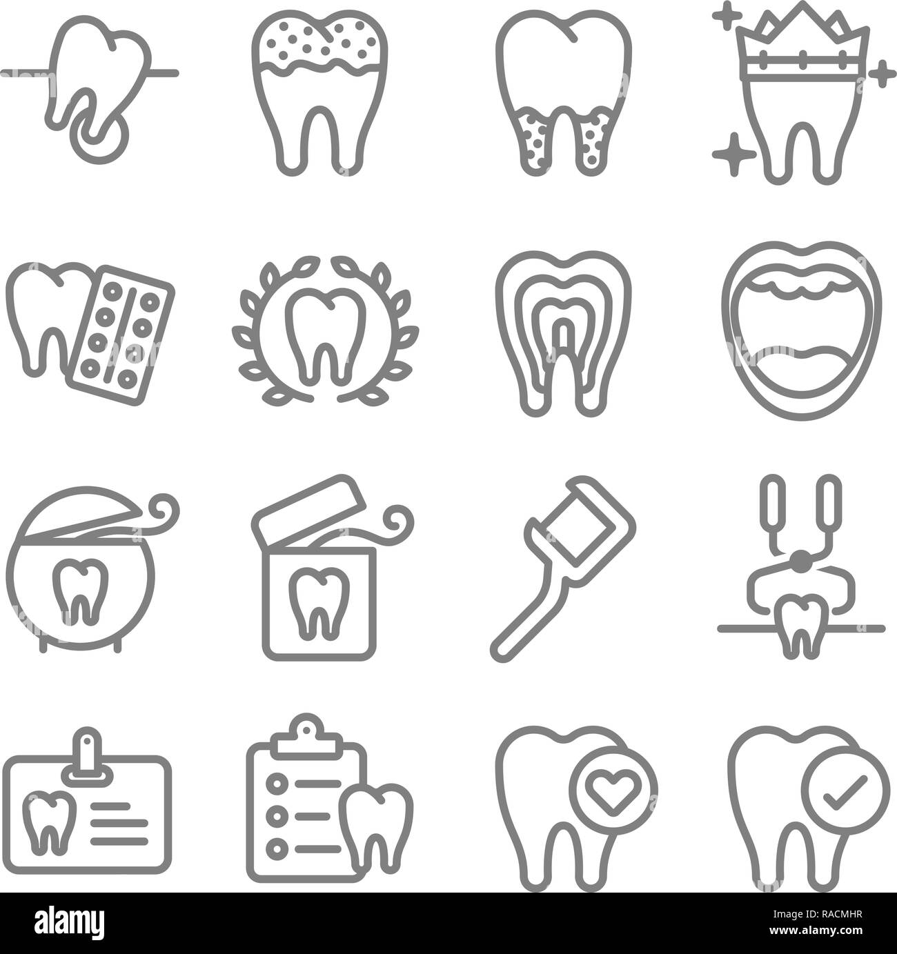 Dental Vector Line Icon Set. Contains such Icons as Tooth, Clean