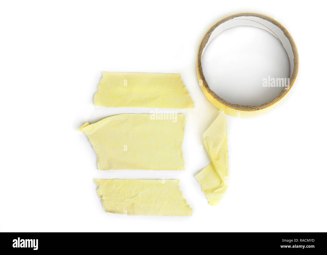 Pieces of masking tape on a white Stock Photo Alamy
