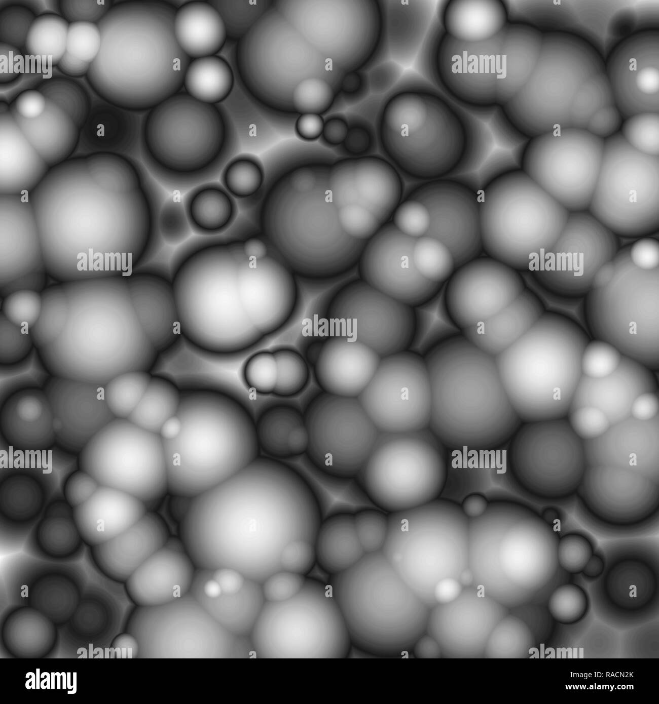 Black and white virus cell under the microscope, abstract background Stock Photo