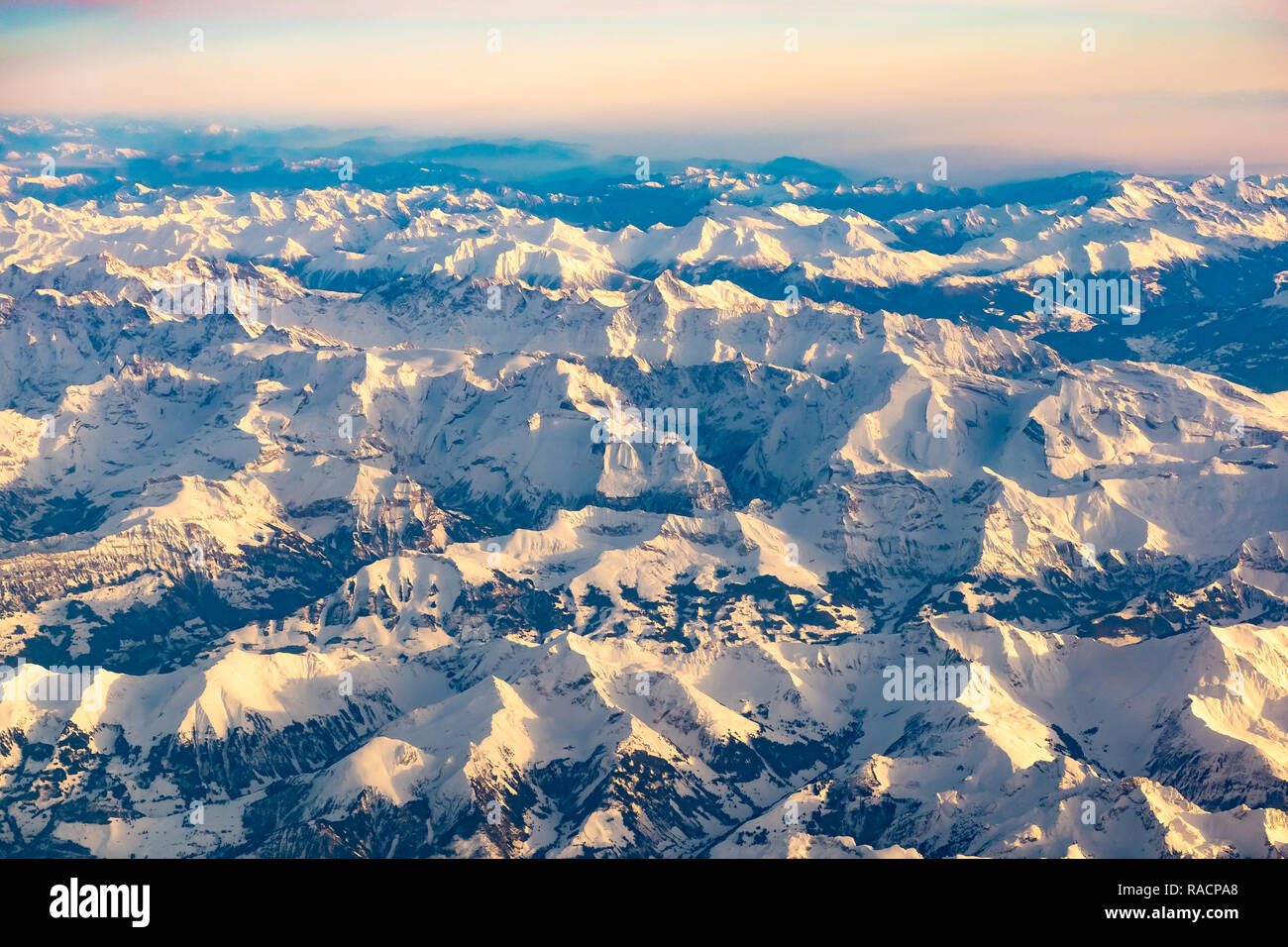 Aerial view to Alps from the plane, Austria Stock Photo - Alamy