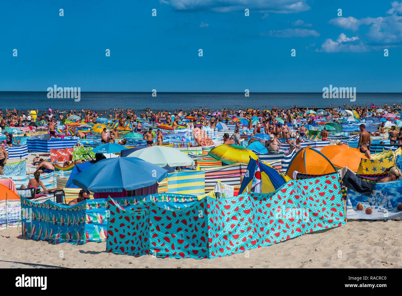 Very busy beach in Leba, Baltic Sea, Poland, Europe Stock Photo