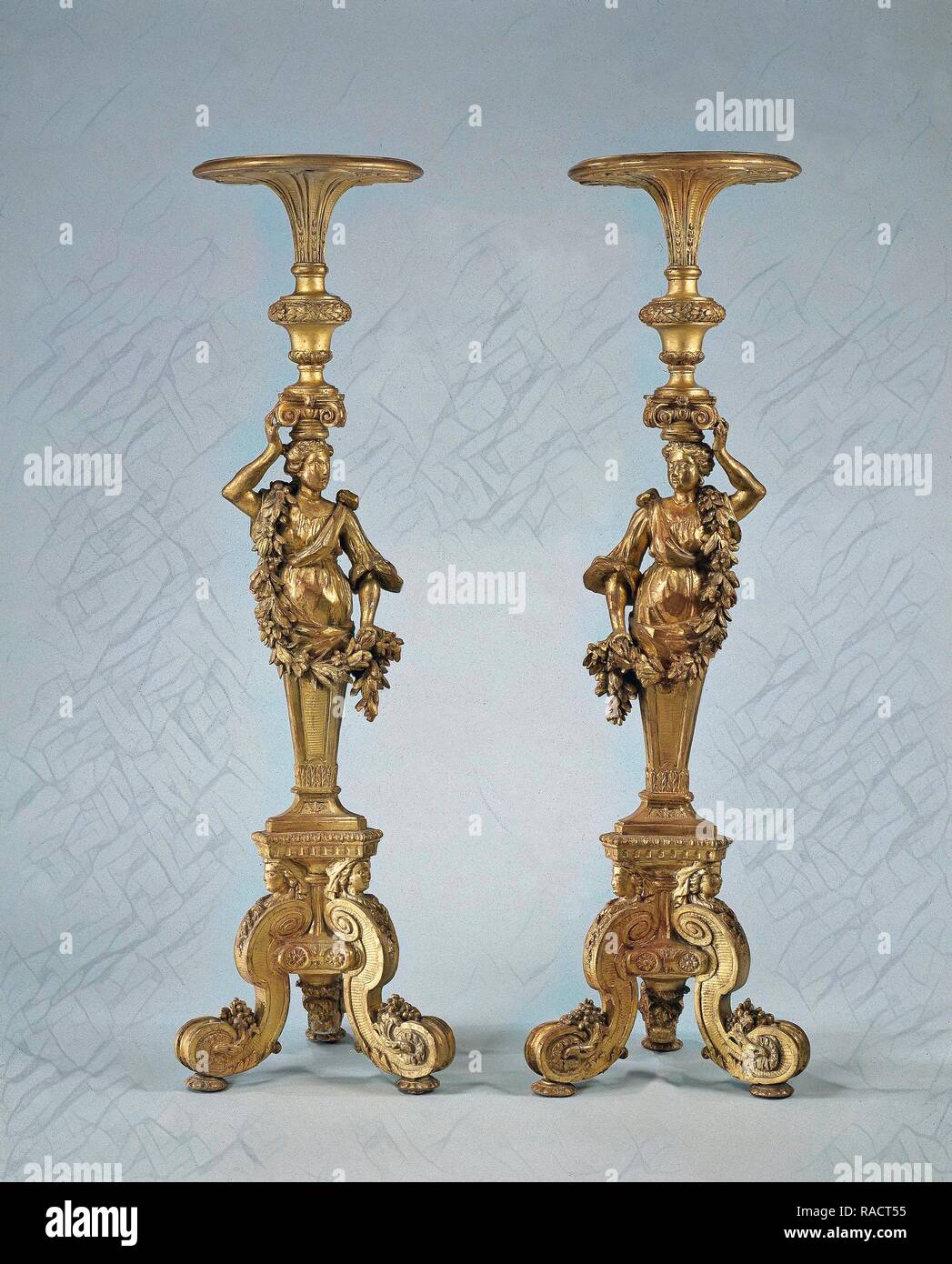 Two candle stands Torchères, Anonymous, c. 170. Reimagined by Gibon