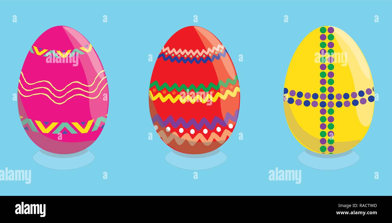Easter egg, background template with beautiful colorful spring eggs. Vector illustration. Stock Vector