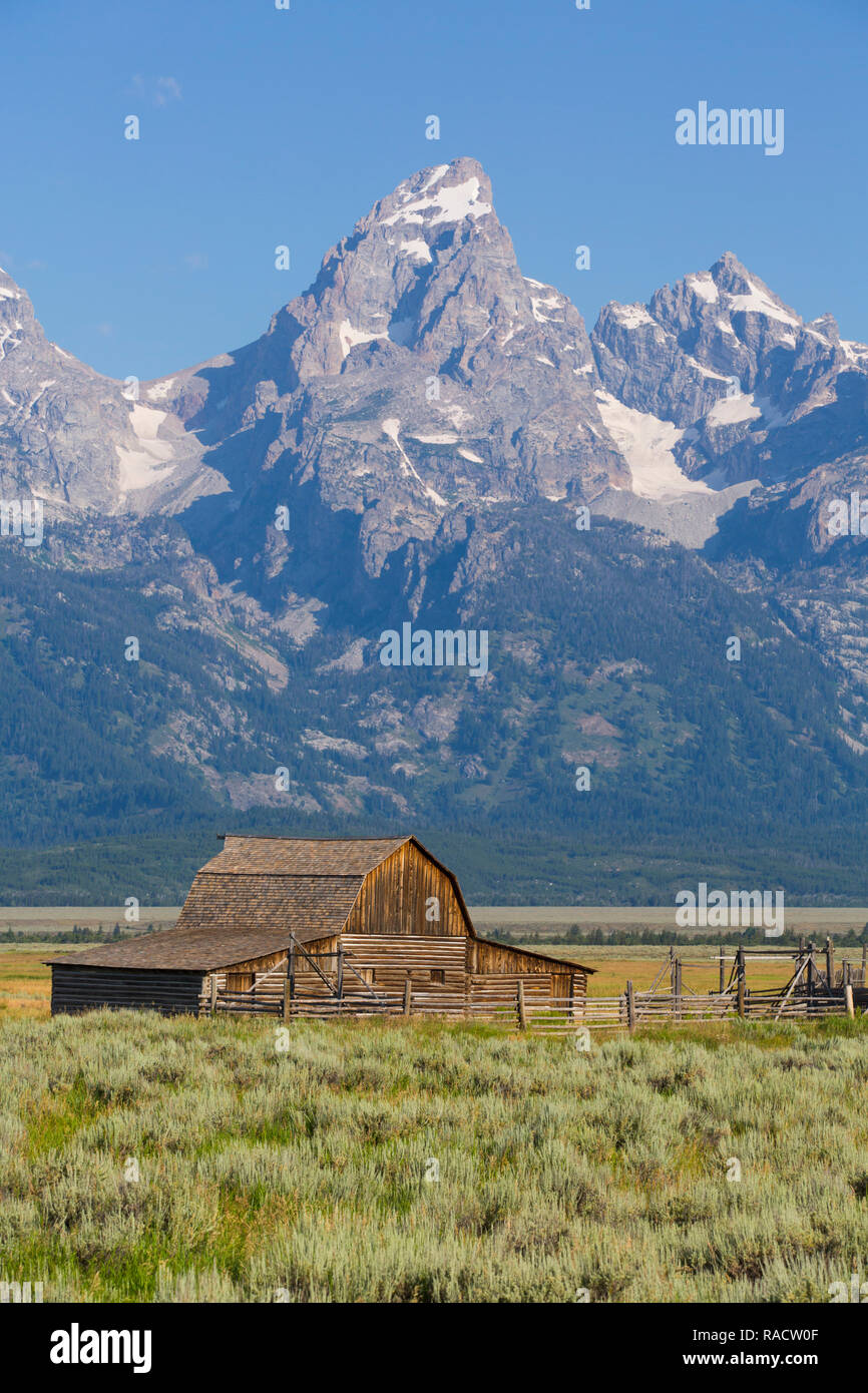 John Moulton Barn, Mormon Row, Grand Teton National Park, Wyoming, United States of America, North America Stock Photo