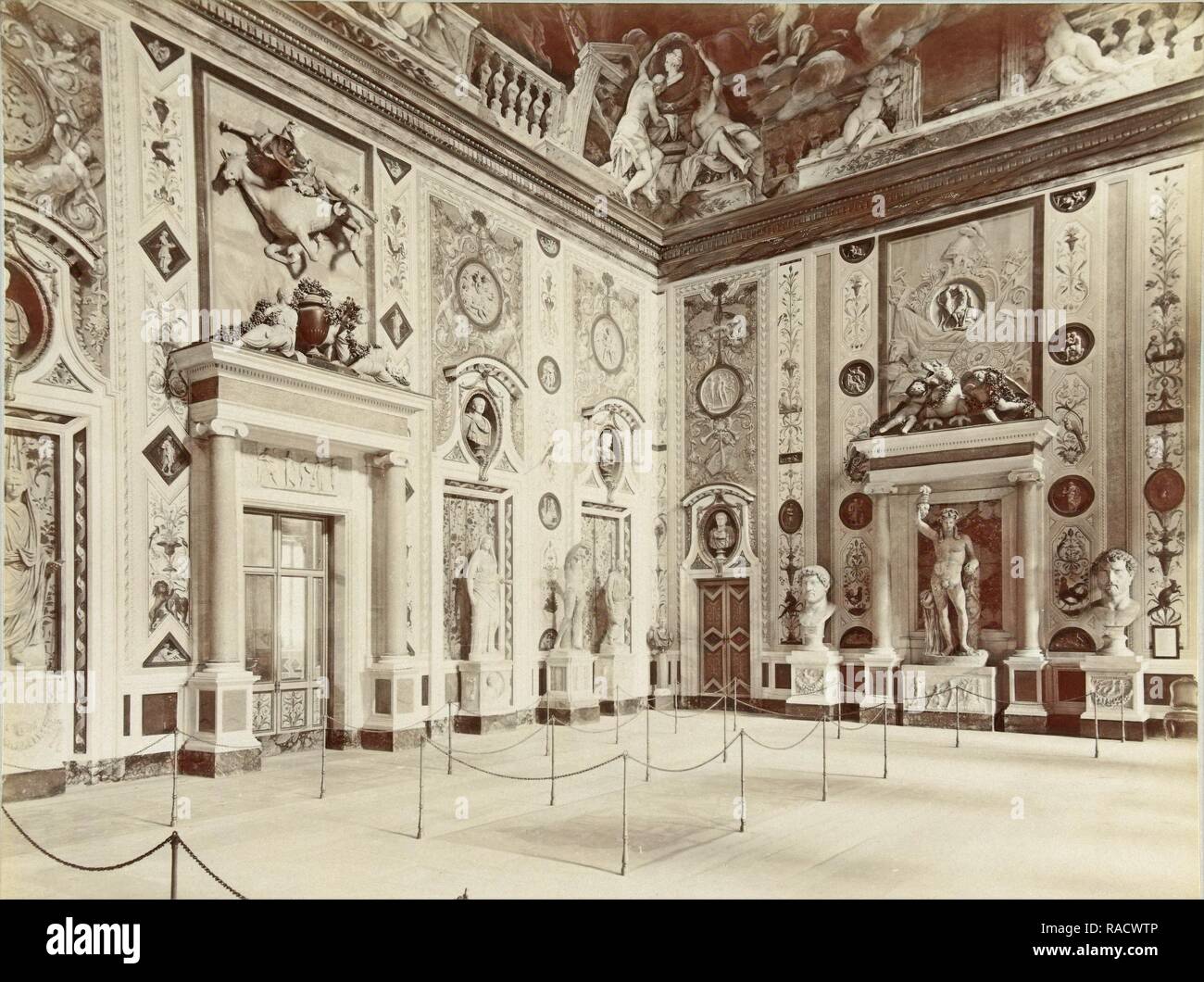 Interior of the Villa Borghese, Fratelli Alinari, c. 1880 - c. 189. Reimagined by Gibon. Classic art with a modern reimagined Stock Photo