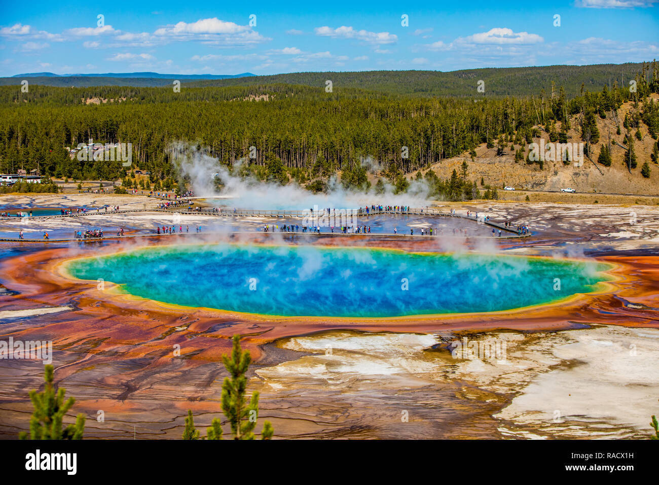 Grand Prismatic Spring, Yellowstone National Park, UNESCO World Heritage Site, Wyoming, United States of America, North America Stock Photo