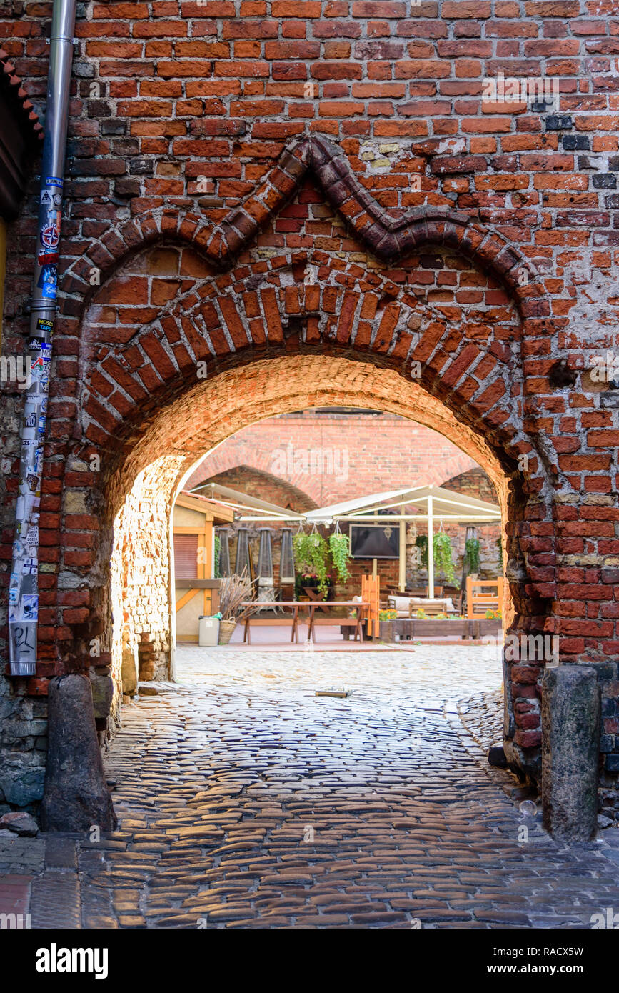 Original Old Town Wall gate, UNESCO World Heritage Site, Riga, Latvia, Europe Stock Photo