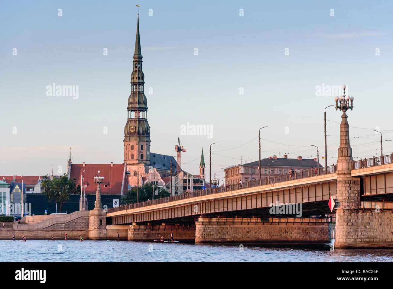 Sunset view from Daugava River, Riga, Latvia, Europe Stock Photo