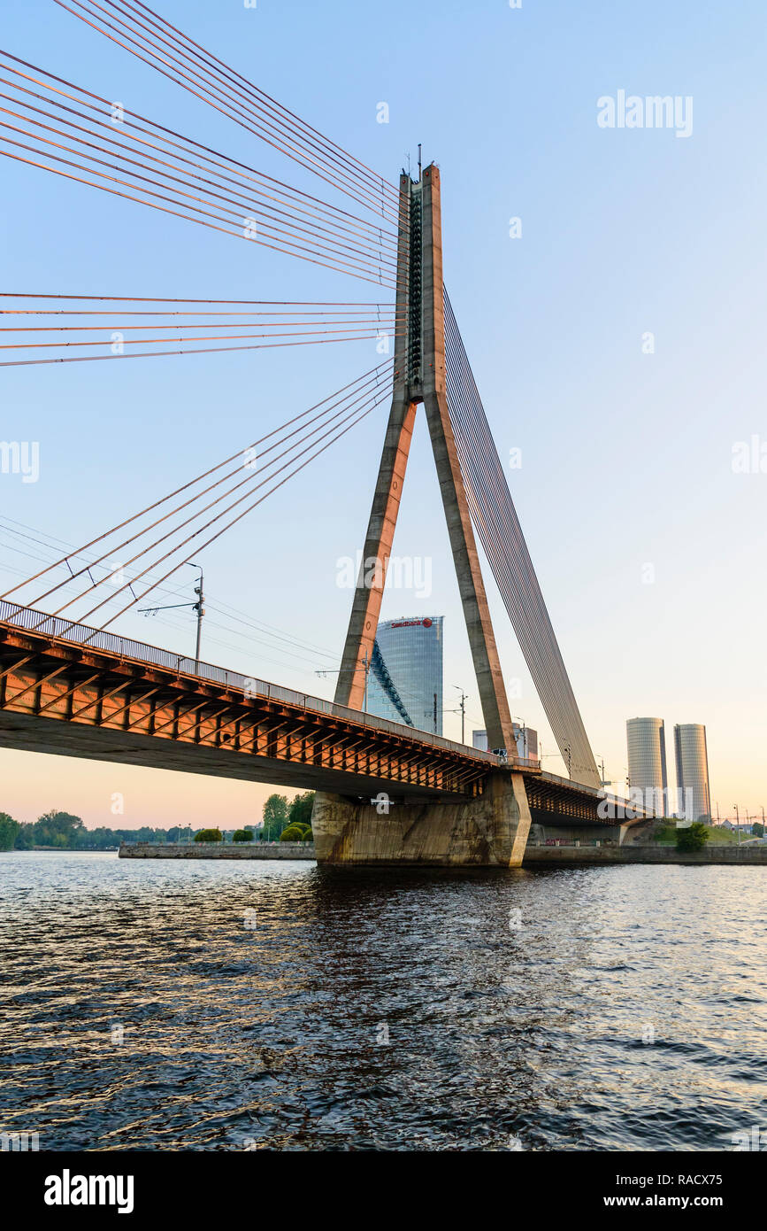 Vansu Bridge over the Daugava River , Riga, Latvia, Europe Stock Photo