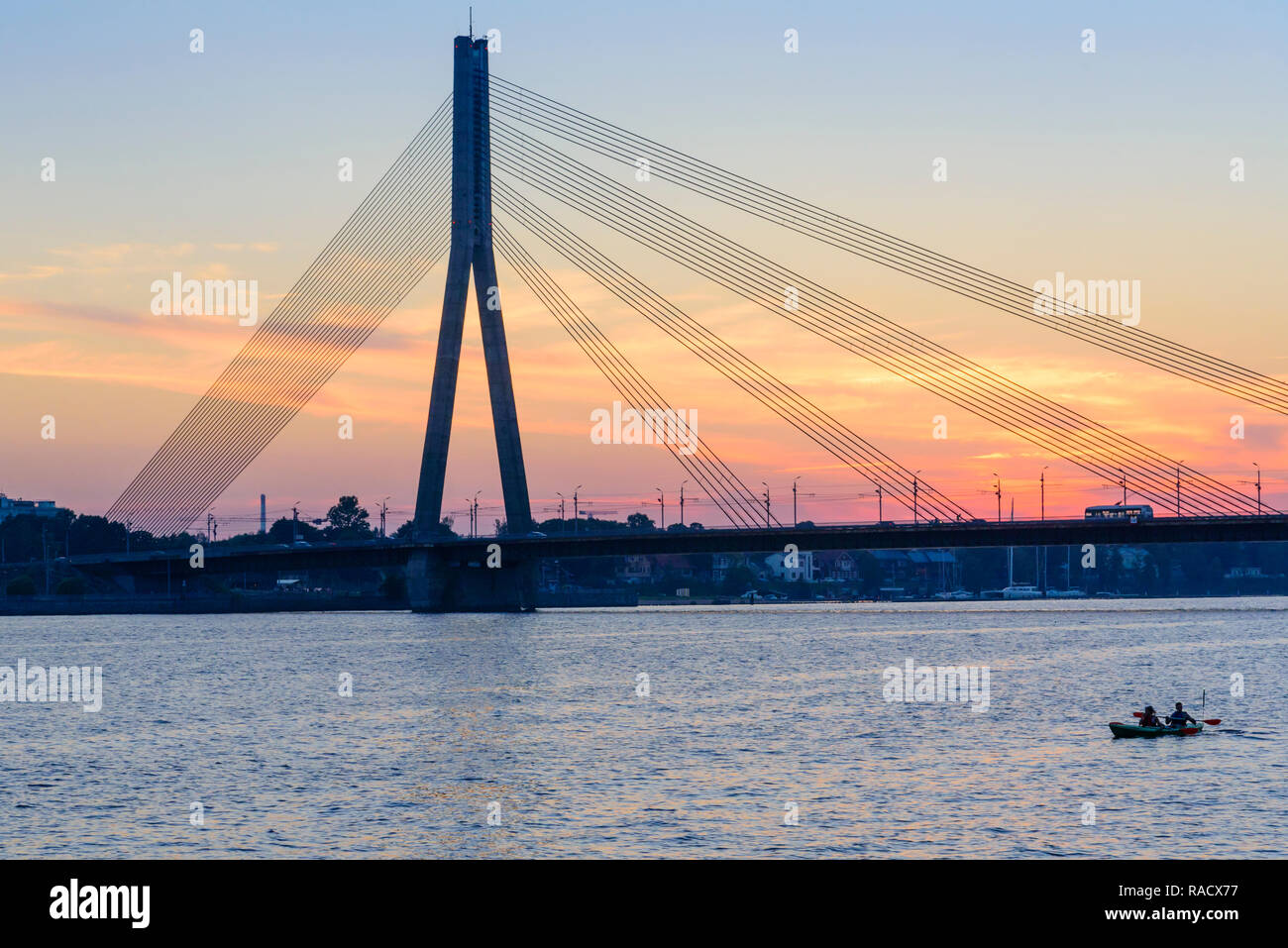 Vansu Bridge, Daugava River, Riga, Latvia, Europe Stock Photo