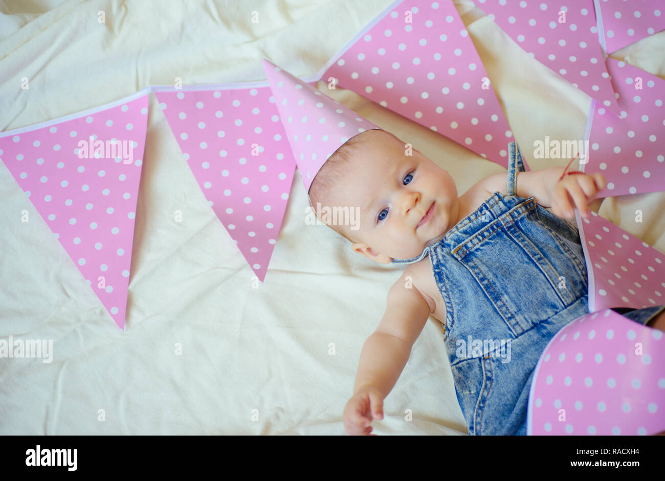 My best little friend. Sweet little baby. New life and birth. Childhood happiness. Portrait of happy little child. Small girl. Happy birthday. Family. Stock Photo