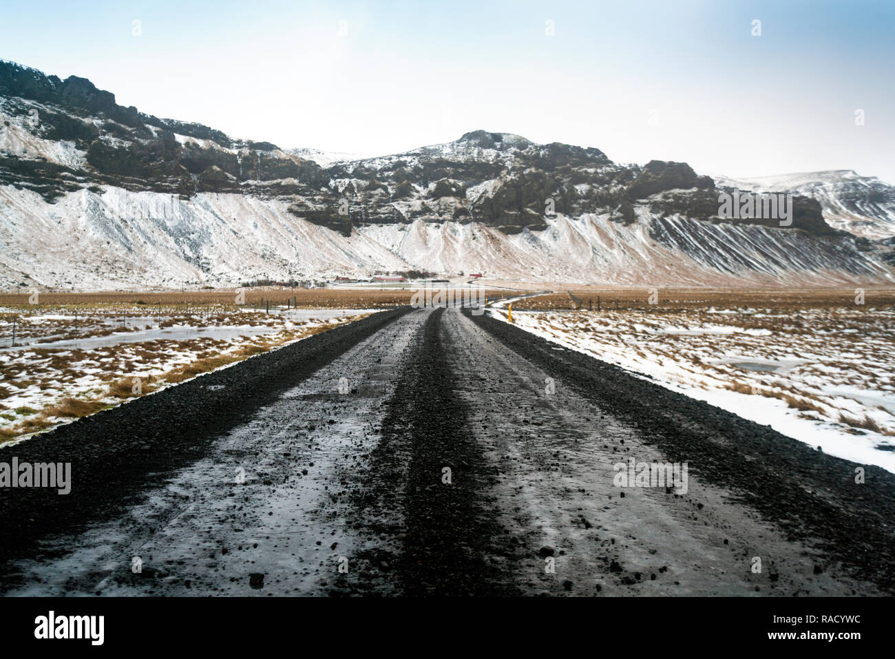 Ring road, highway No. 1 in Iceland that goes around the whole island, Iceland, Polar Regions Stock Photo