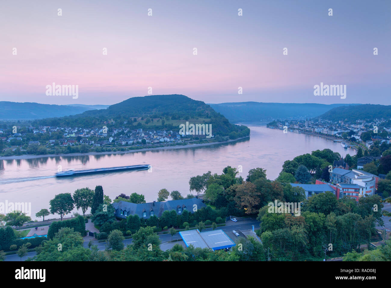 River Rhine at dawn, Boppard, Rhineland-Palatinate, Germany, Europe Stock Photo