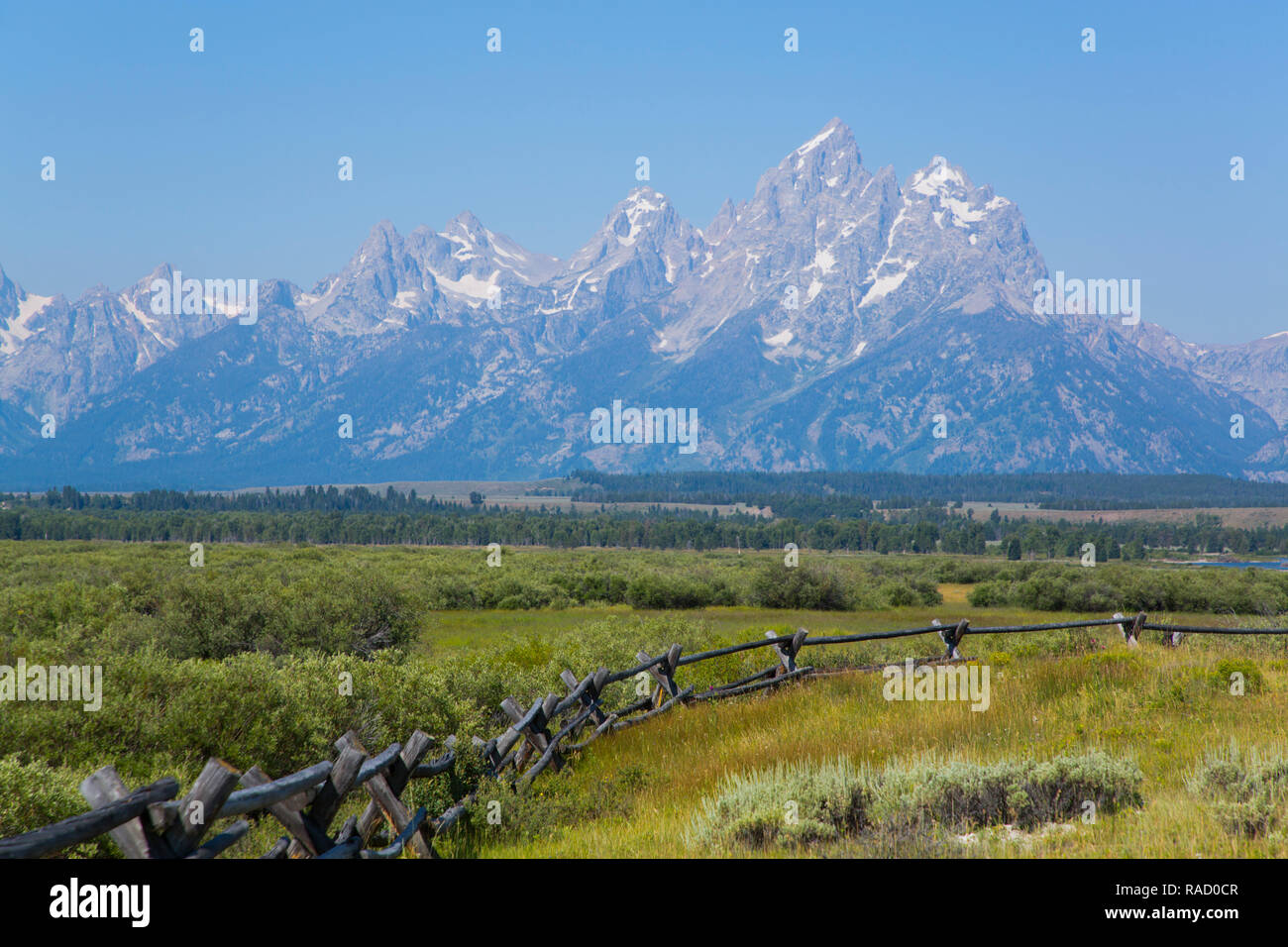 Teton Range from Cunningham Cabin area, Grand Teton National Park, Wyoming, United States of America, North America Stock Photo