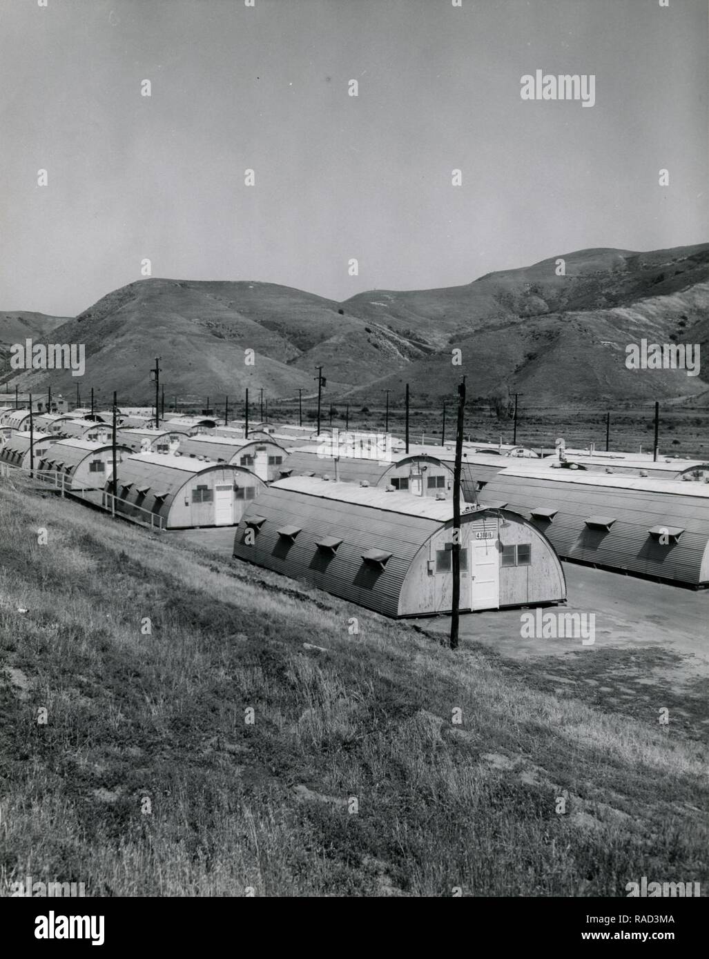 Quonset huts at Las Pulgas (1964) Stock Photo