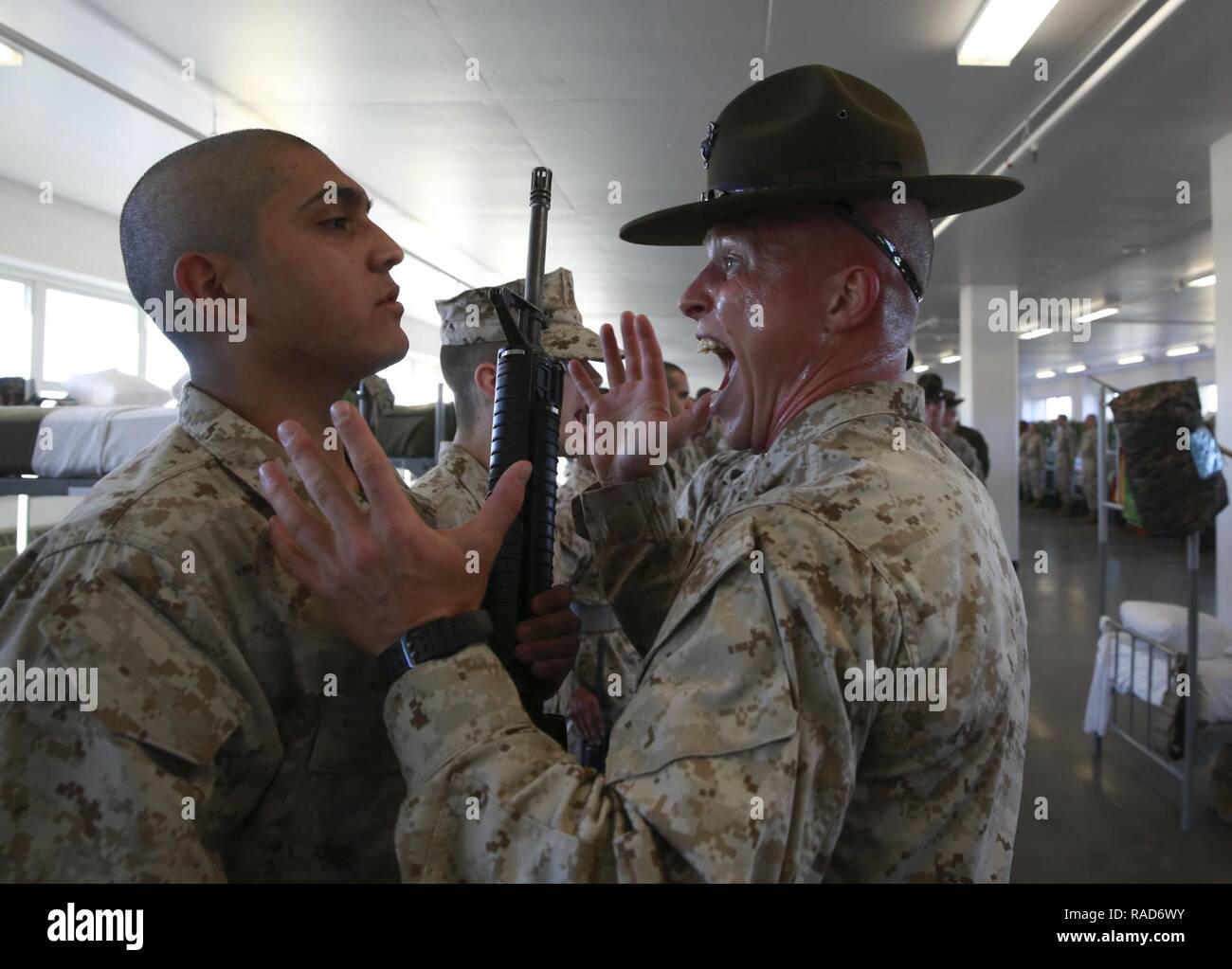 A drill instructor from Mike Company, 3rd Recruit Training Battalion