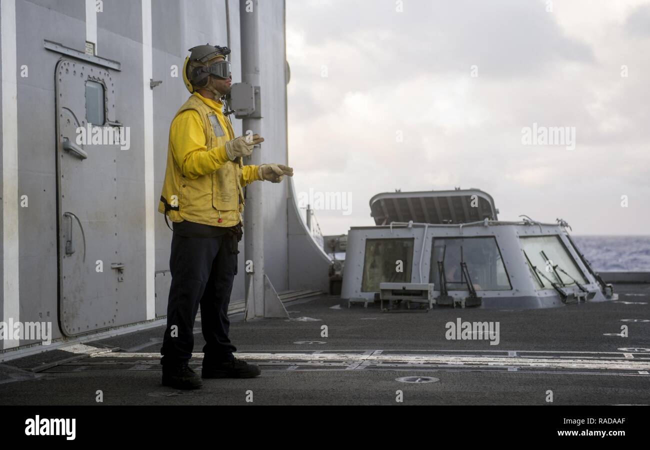 PACIFIC OCEAN (Jan. 27, 2017) Boatswain’s Mate 3rd Class Jesse Pedrero