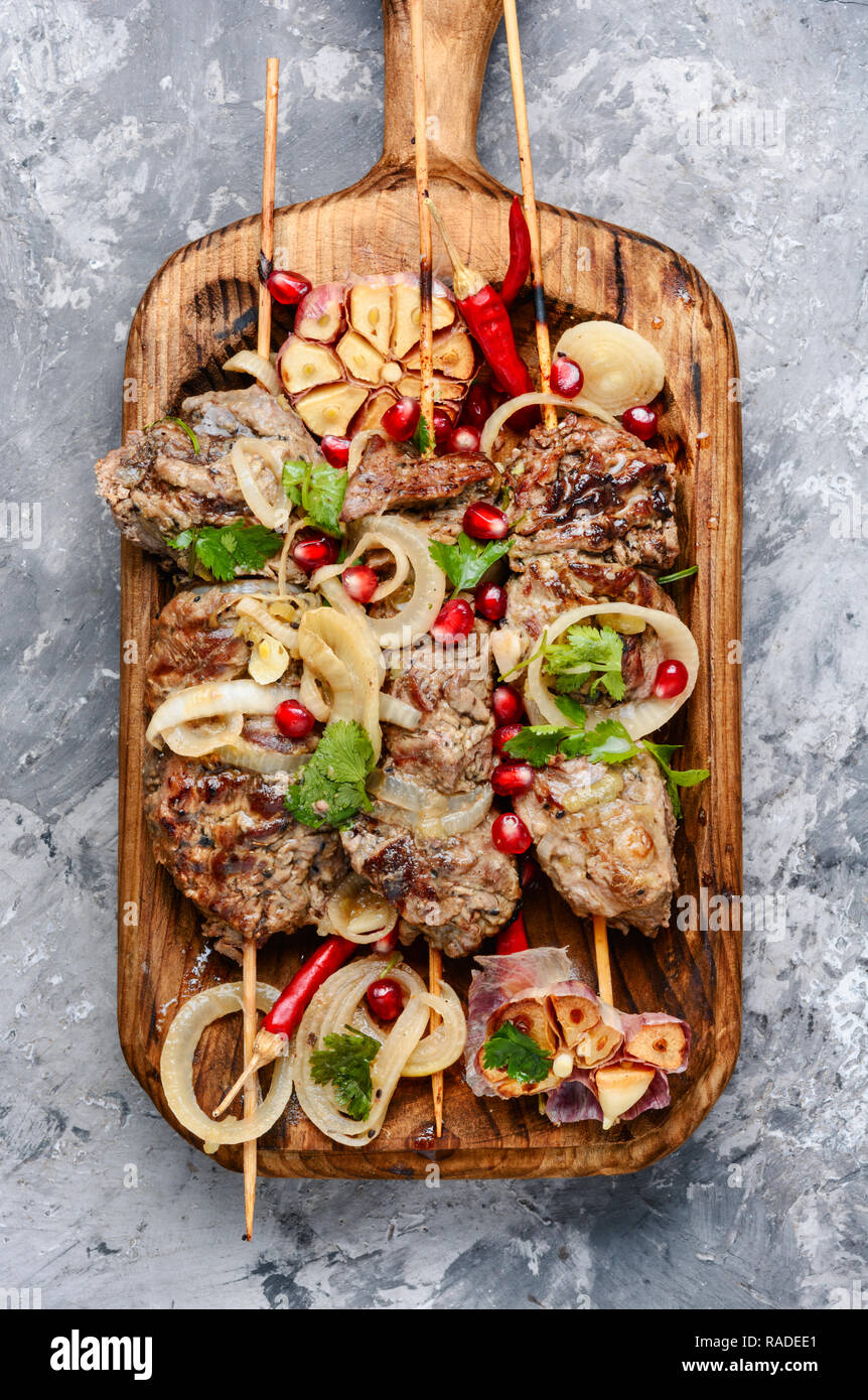 Beef shish kebab.Dishes of oriental cuisine.Eastern food Stock Photo