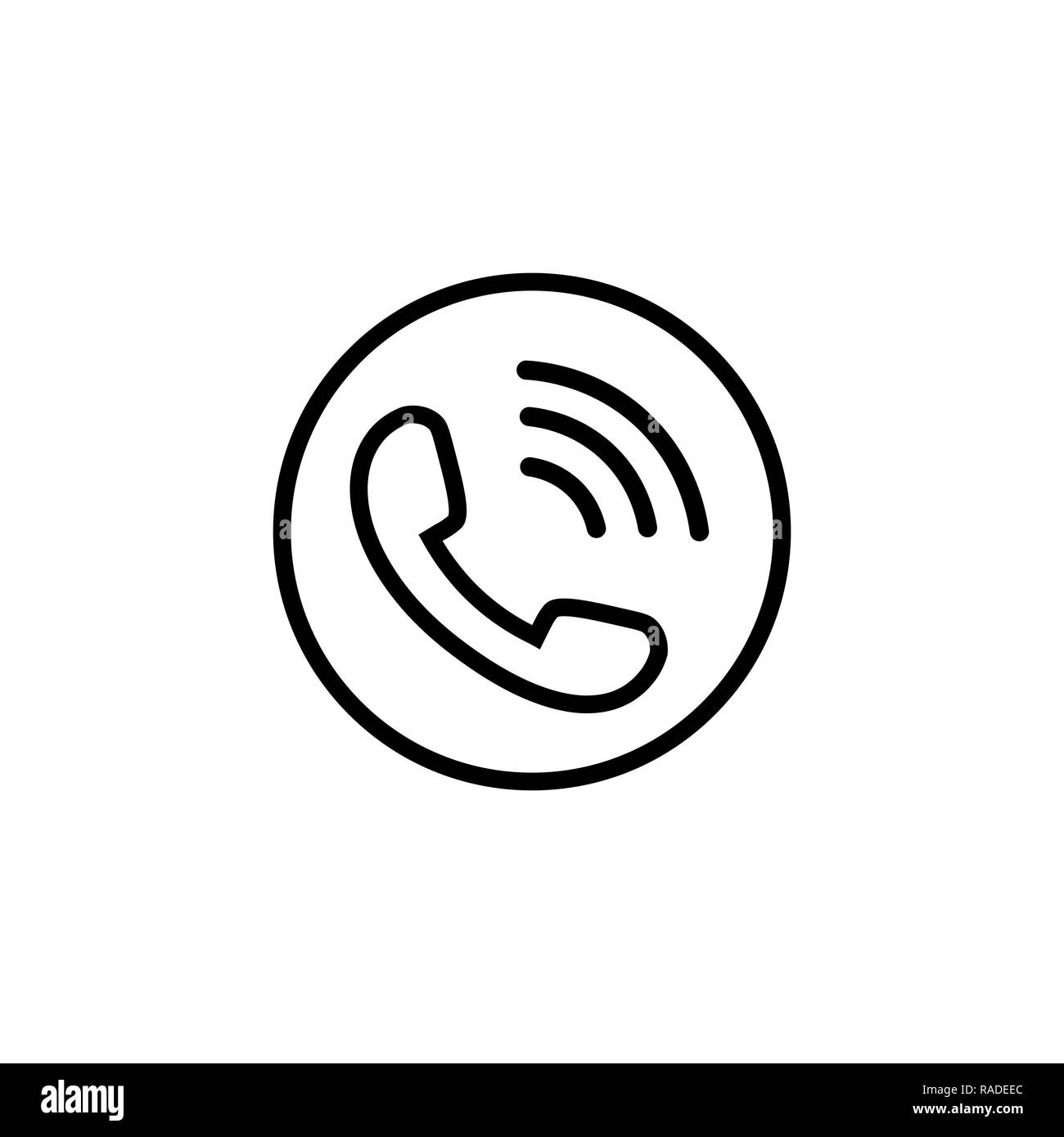 Phone line icon in black with waves Stock Vector