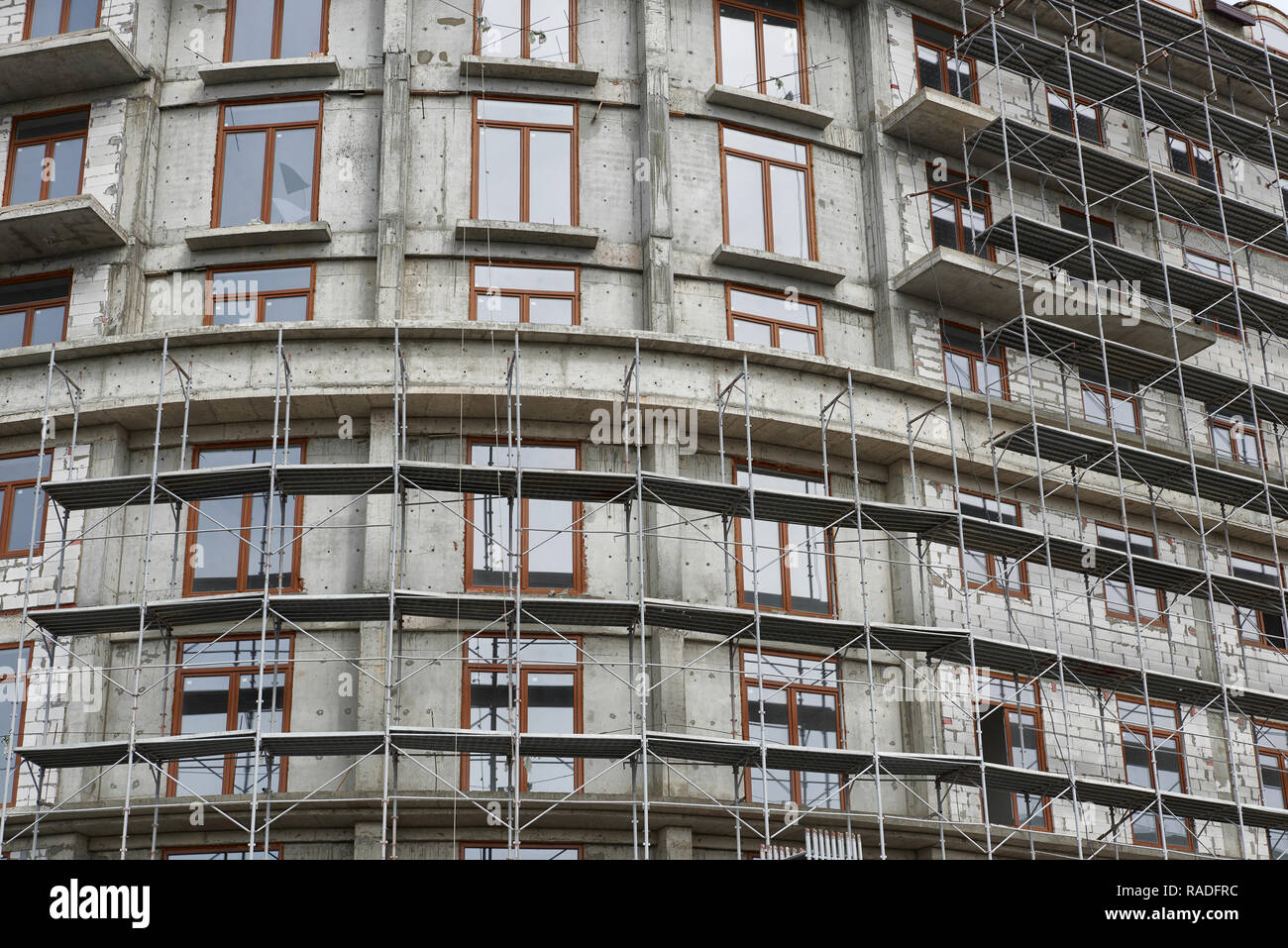 new building under construction, scaffolding and concrete Stock Photo