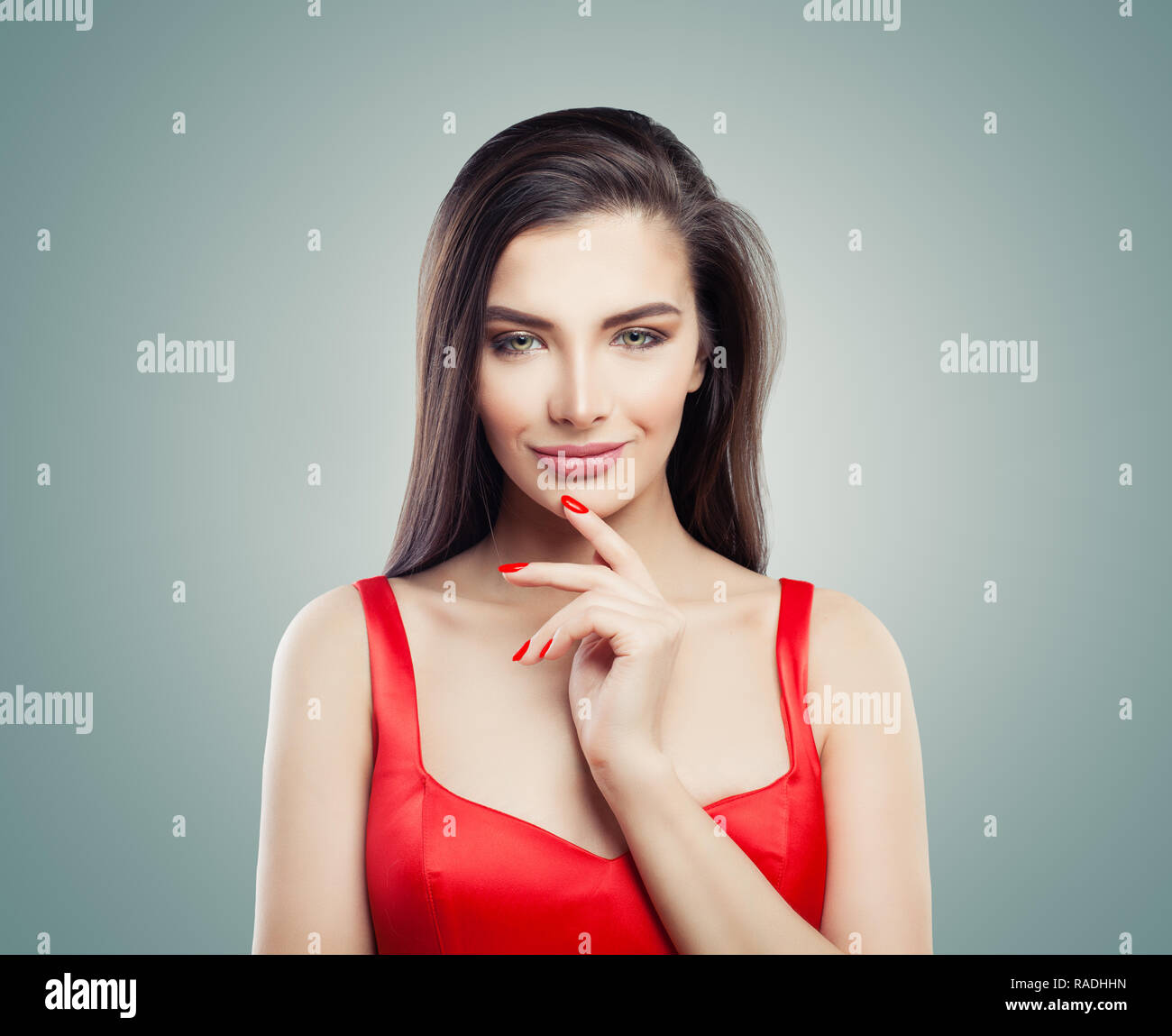 Smiling girl fashion model portrait Stock Photo - Alamy