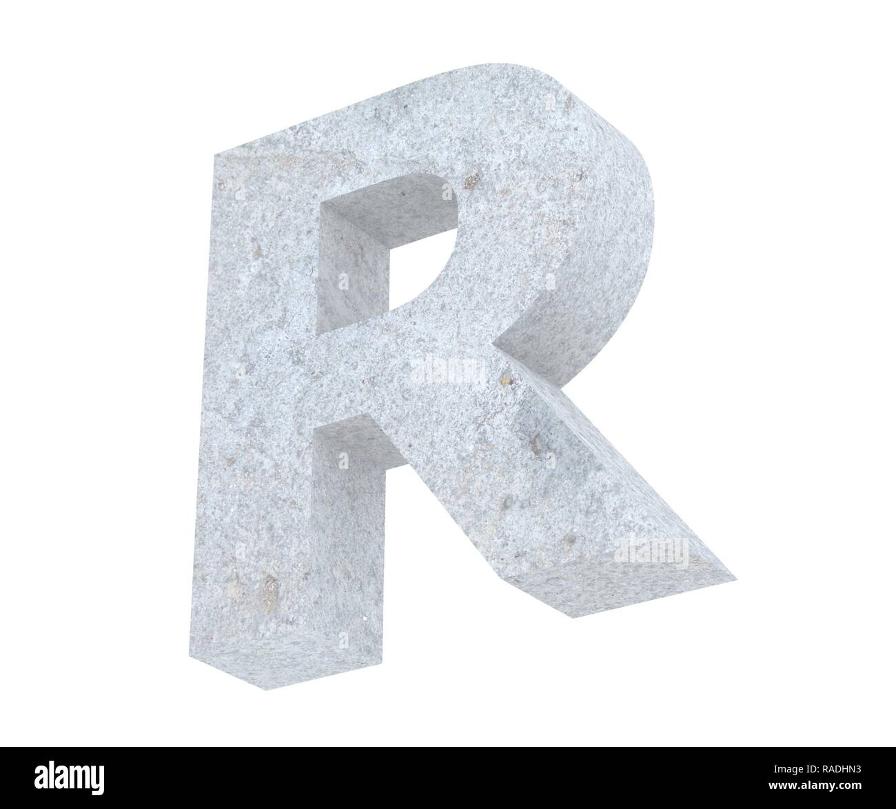 Concrete Capital Letter - R isolated on white background. 3D render ...