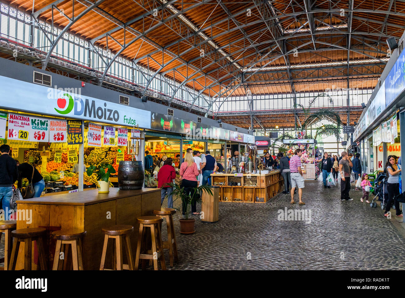 Uruguay: Montevideo. Building of the Mercado Agrícola (Montevideo market) created in 1913 and registered as a National Historic Landmark. Here, custom Stock Photo