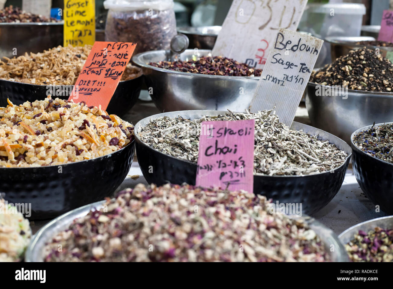 Israel, Jerusalem: tea stall at the Mahane Yehuda Market. Western, West Jerusalem *** Local Caption *** Stock Photo