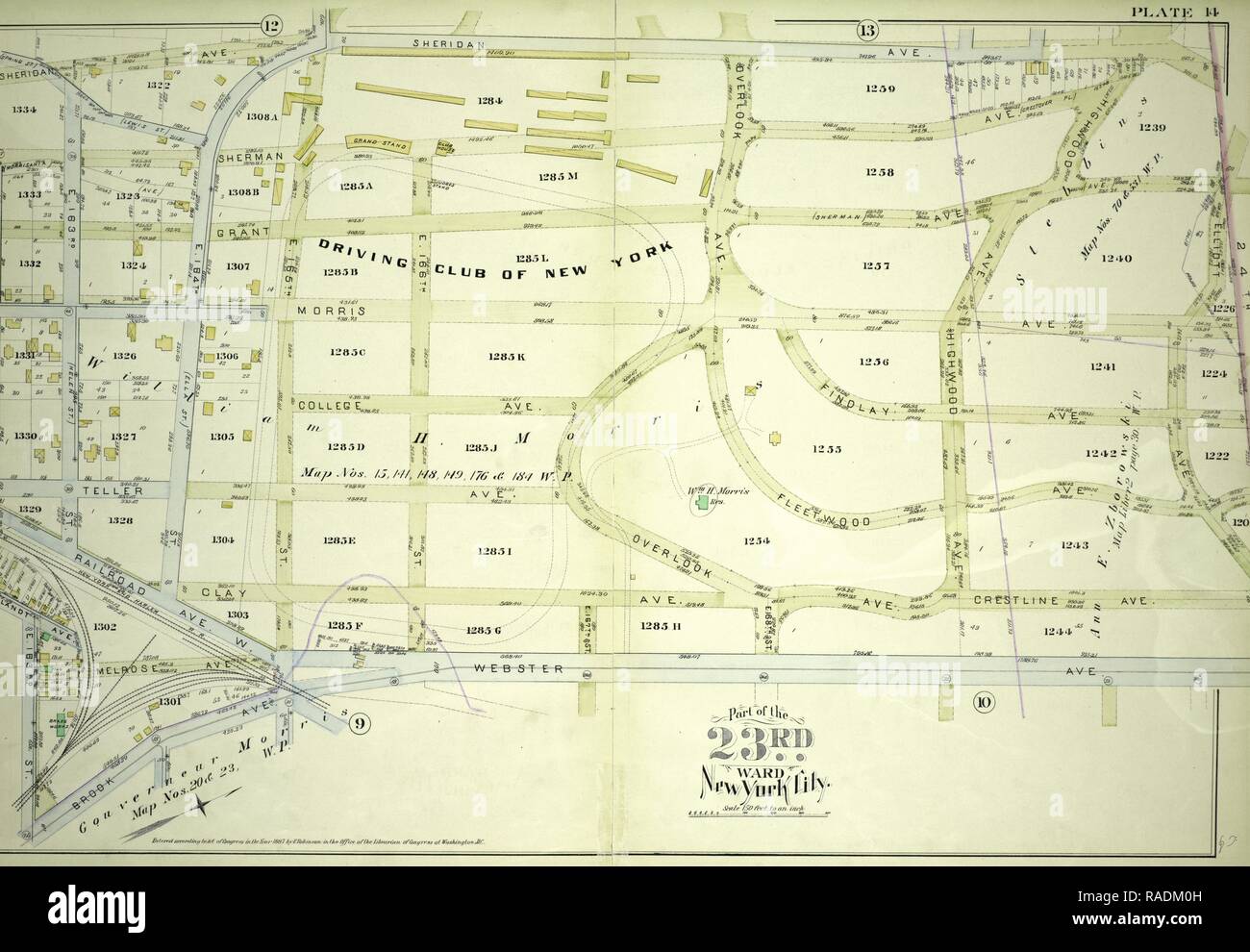 Plate 14: Bounded by Sheridan Ave., Elliott Ave., Webster Ave., Brook Ave., E. 163rd St., Courtlandt Ave. and E reimagined Stock Photo