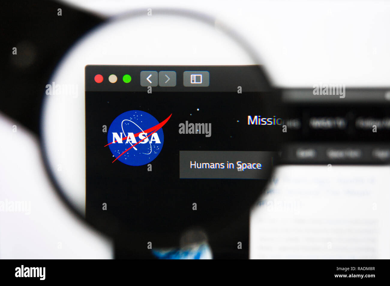 Los Angeles, California, USA - 27 December 2018: NASA website homepage. NASA logo visible on screen Stock Photo