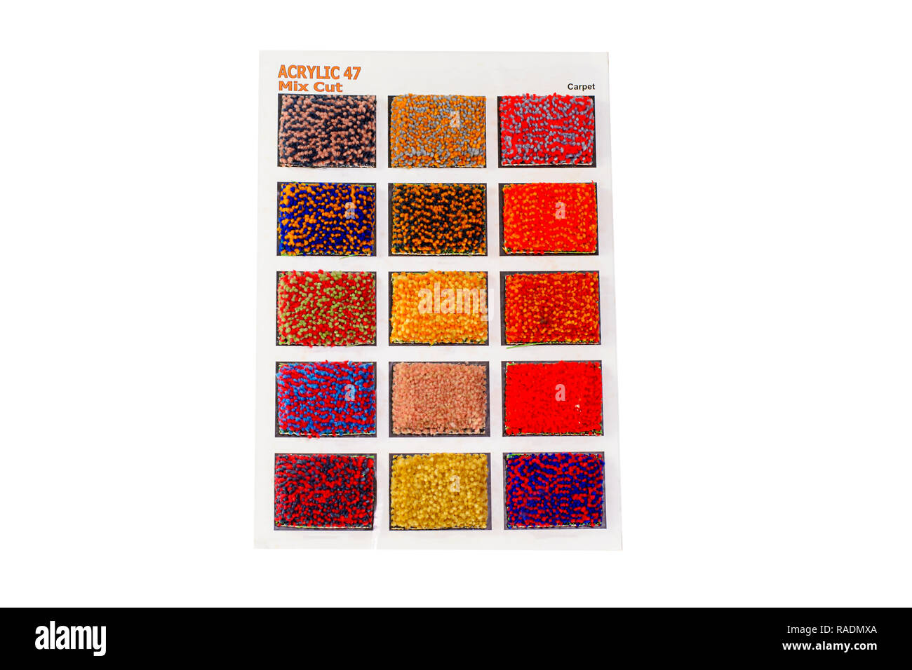 The carpet samples on a white background. Stock Photo