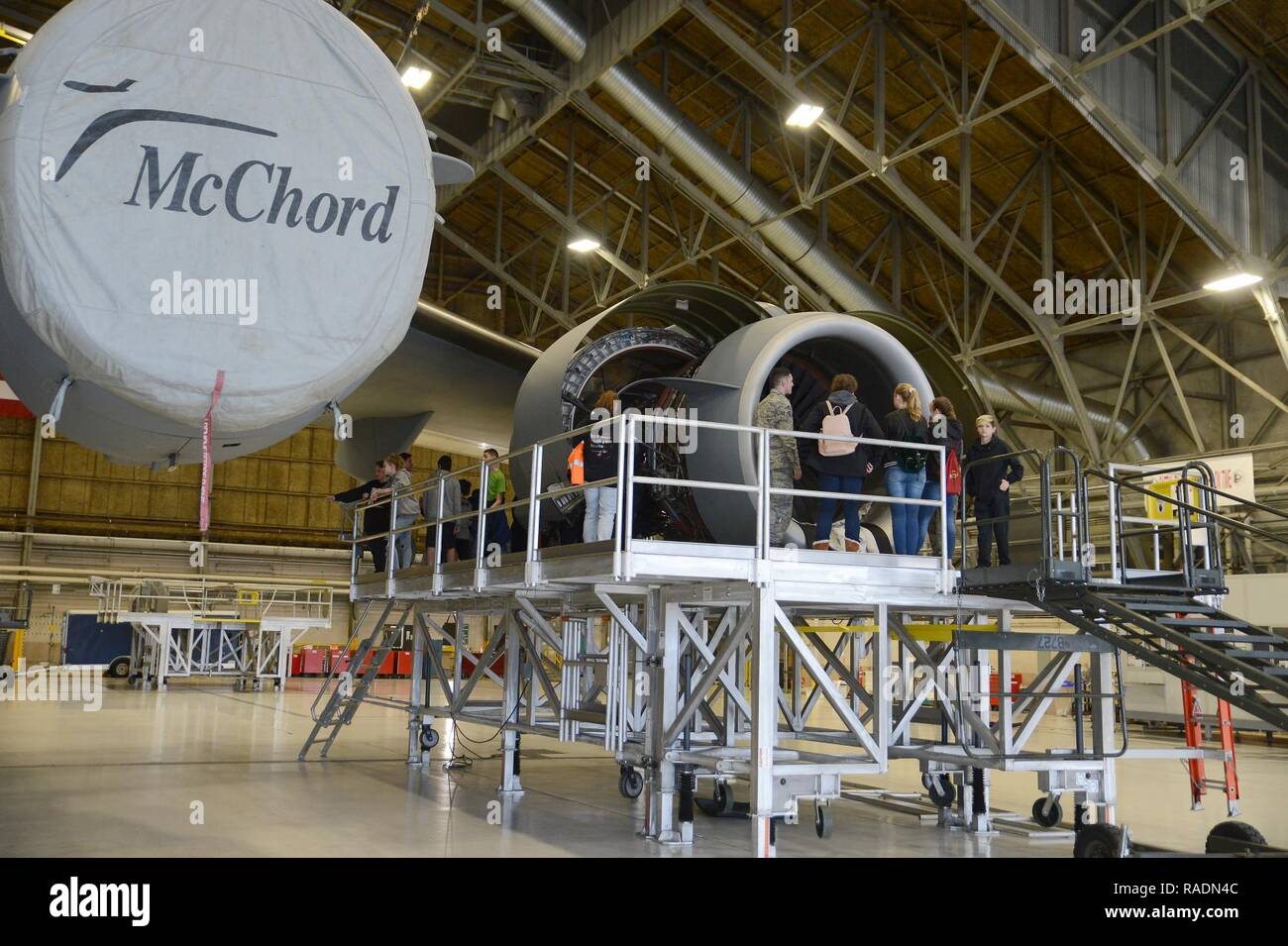 Students from Elk Plain School of Choice visits McChord Field during a
