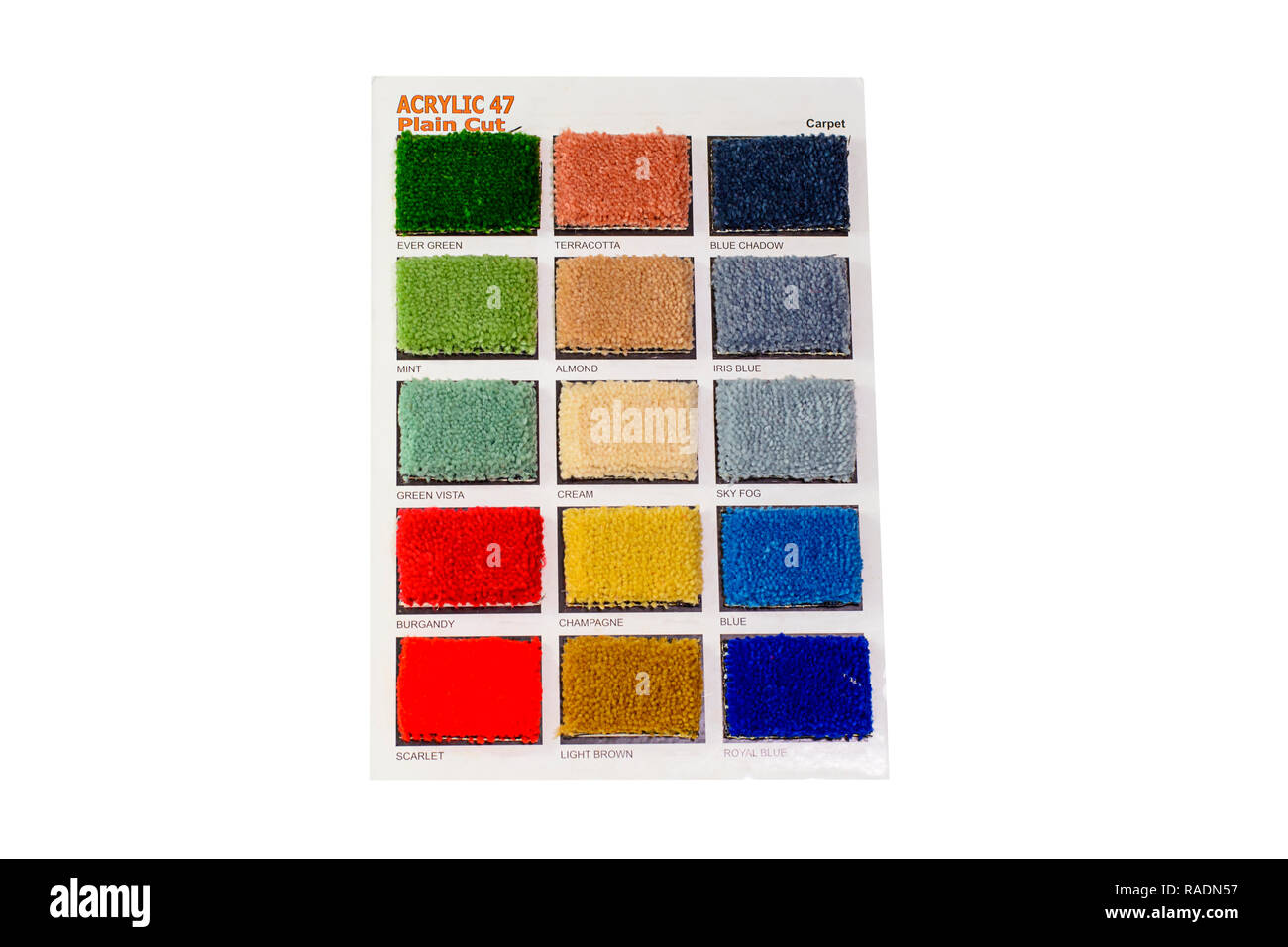 The carpet samples on a white background. Stock Photo