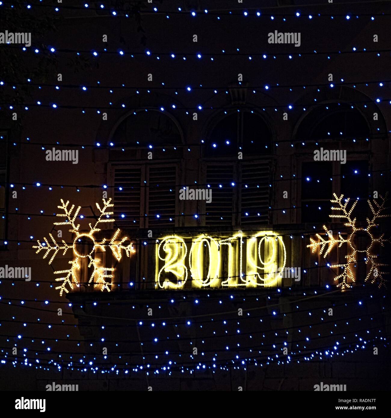 Christmas decor, nights lights Stock Photo
