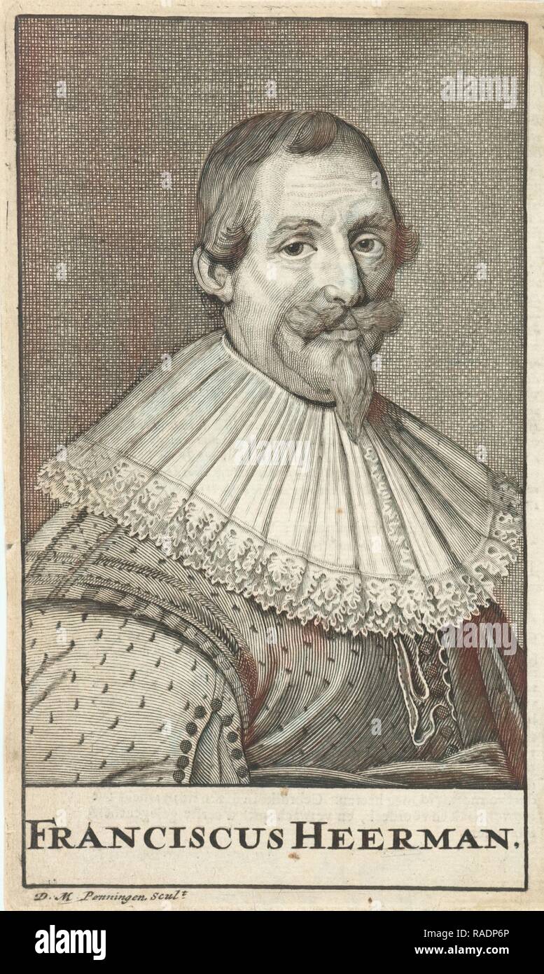 Portrait of the writer Franciscus Heerman, Daniël met de Penningen, Jonas Suyderhoef, 169. Reimagined Stock Photo