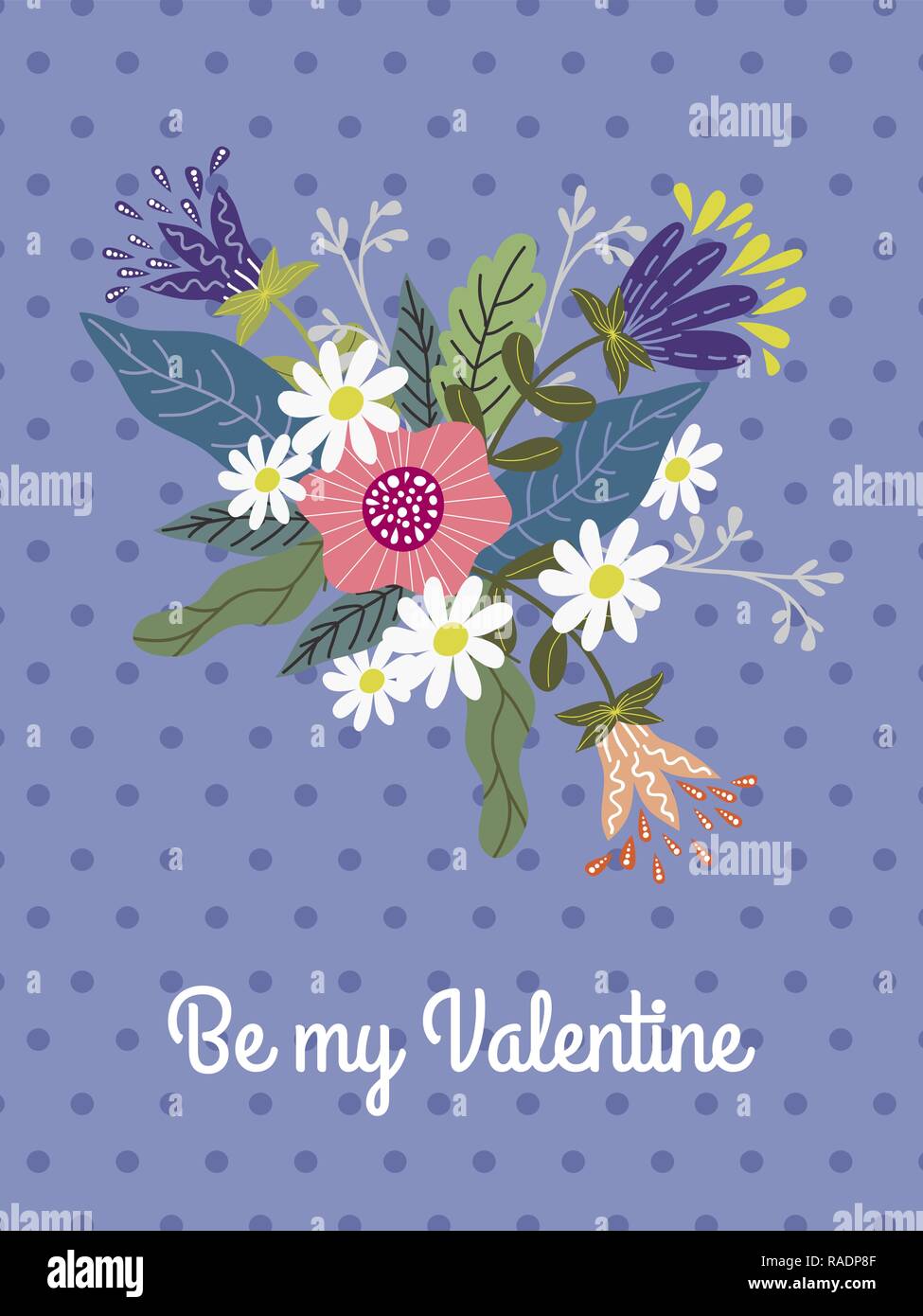 Floral hand draw design concept for Valentines Day. Bouquet of Flowers ...