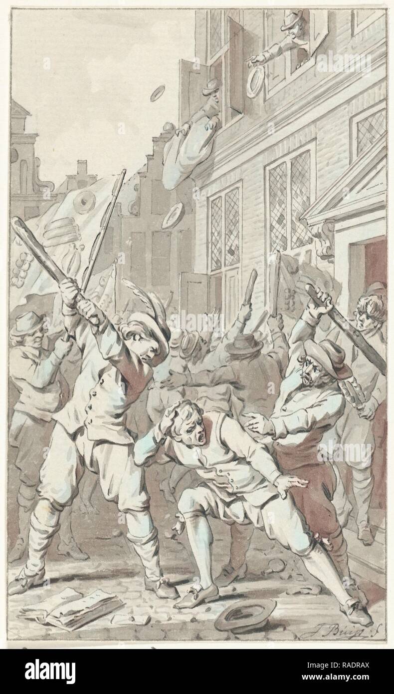 People's Anger in Alkmaar during the Cheese and Bread Riot, The Netherlands, 1492, Jacobus Buys, 1783 - 178 reimagined Stock Photo