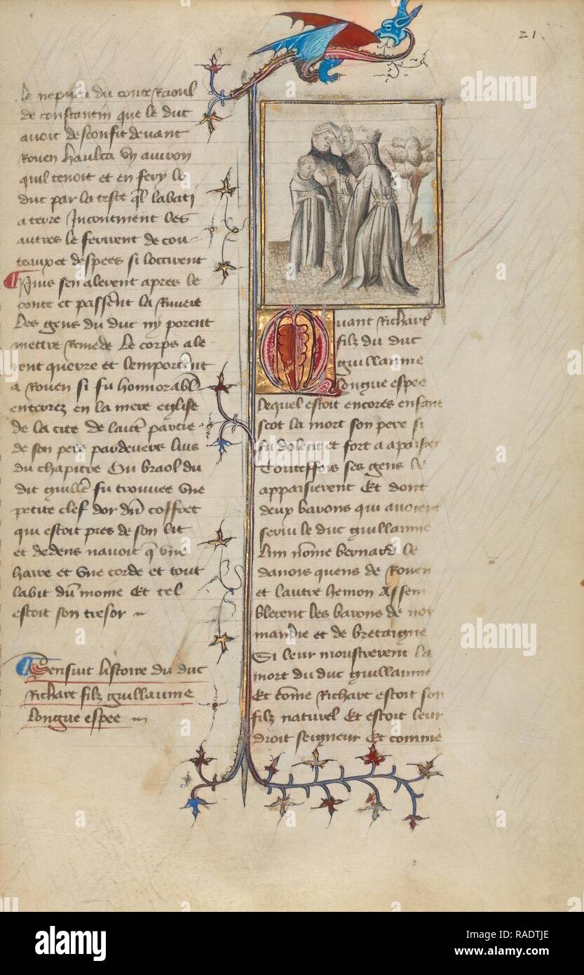 Richard I with Two Barons and his Mother, Paris, France, about 1400 - 1415, Leaf: 29.1 x 19.1 cm (11 7,16 x 7 1,2 in reimagined Stock Photo