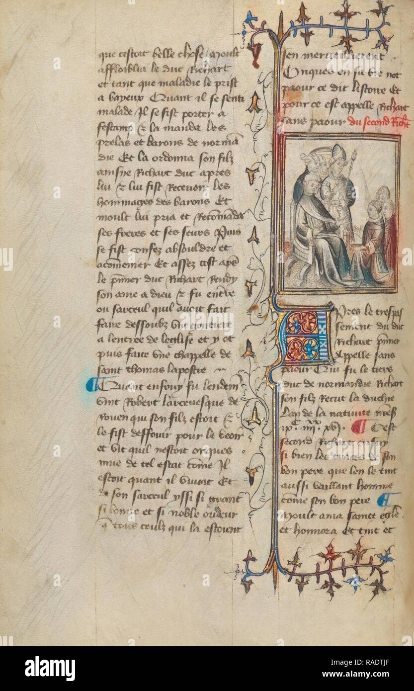 Homage Paid to Richard II, Paris, France, about 1400 - 1415, Leaf: 29.1 x 19.1 cm (11 7,16 x 7 1,2 in.). Reimagined Stock Photo