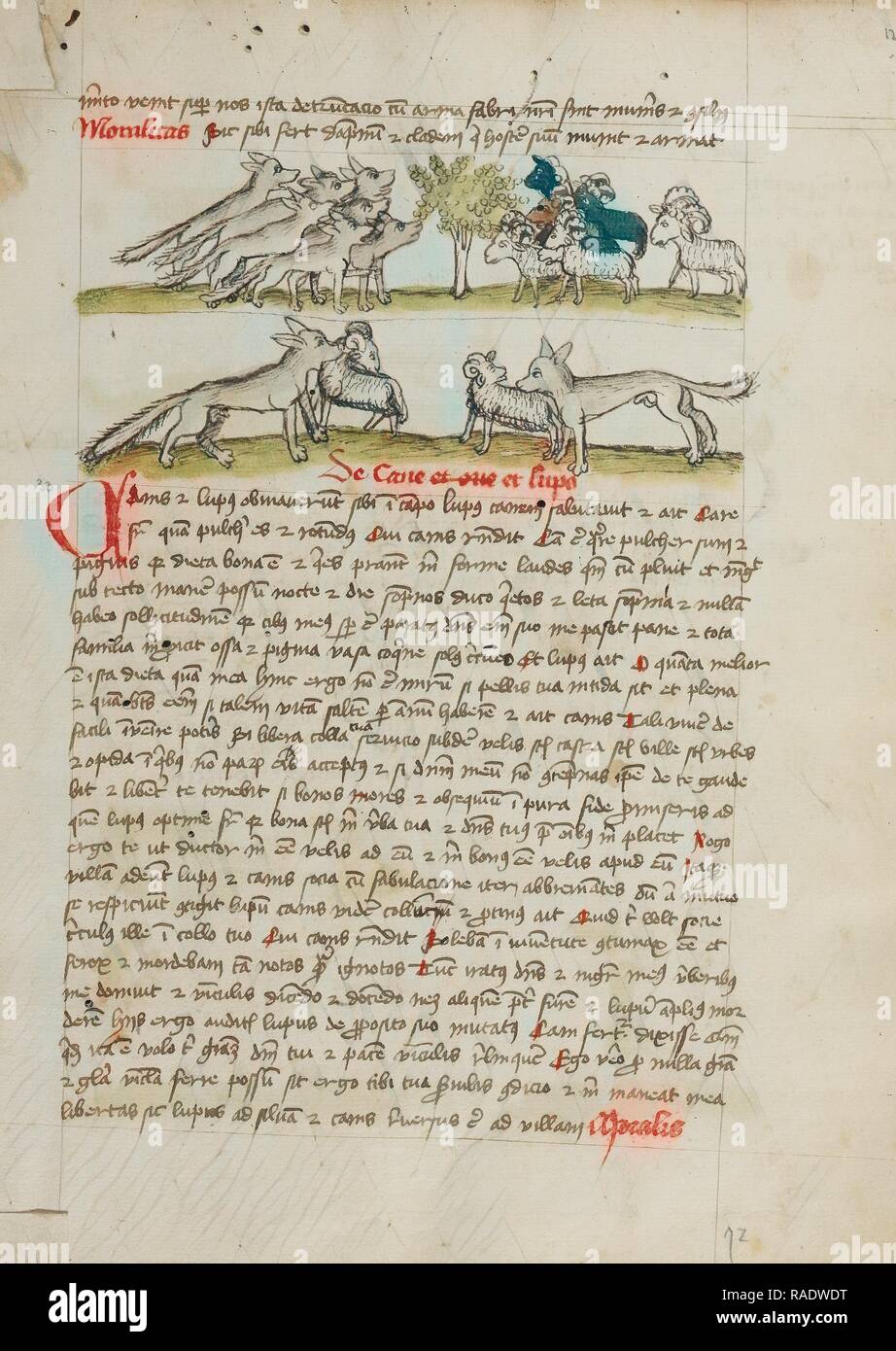 A Herd of Wolves Attacking a Flock of Rams, Trier (probably), Germany, third quarter of 15th century, Pen and black reimagined Stock Photo