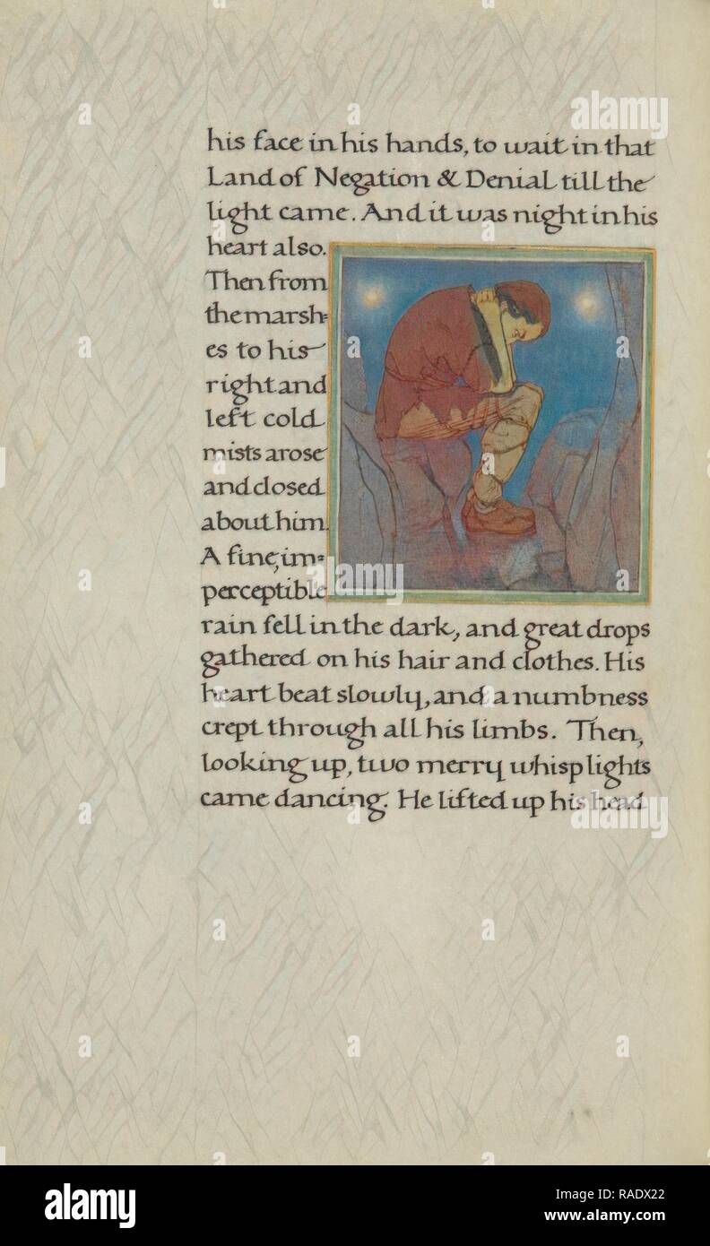 A Hunter Sitting in a Rocky Landscape, Florence Kingsford Cockerell