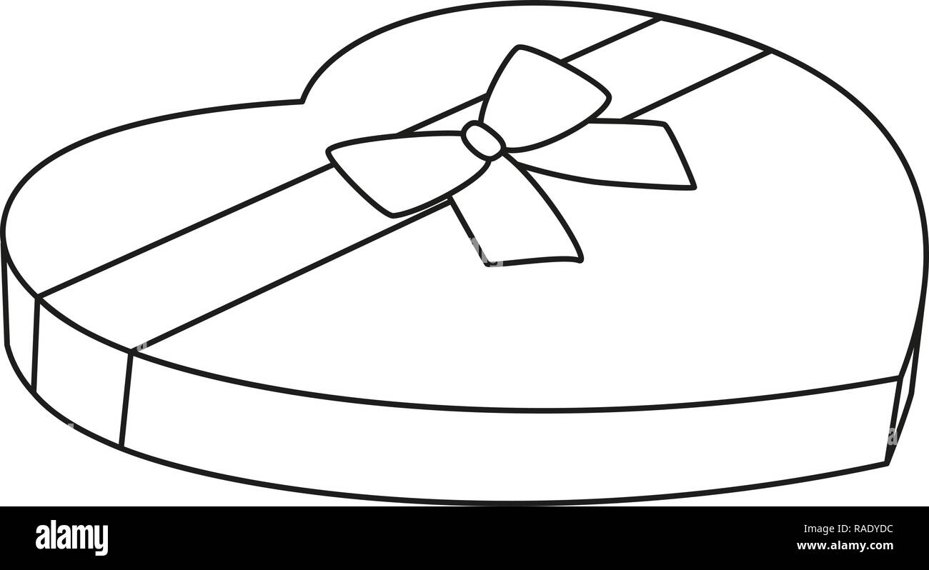 Line art black and white heart candy box Stock Vector Image & Art Alamy