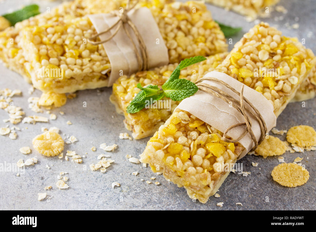 Superfood breakfast. Healthy sweet dessert snack. Multi grain granola