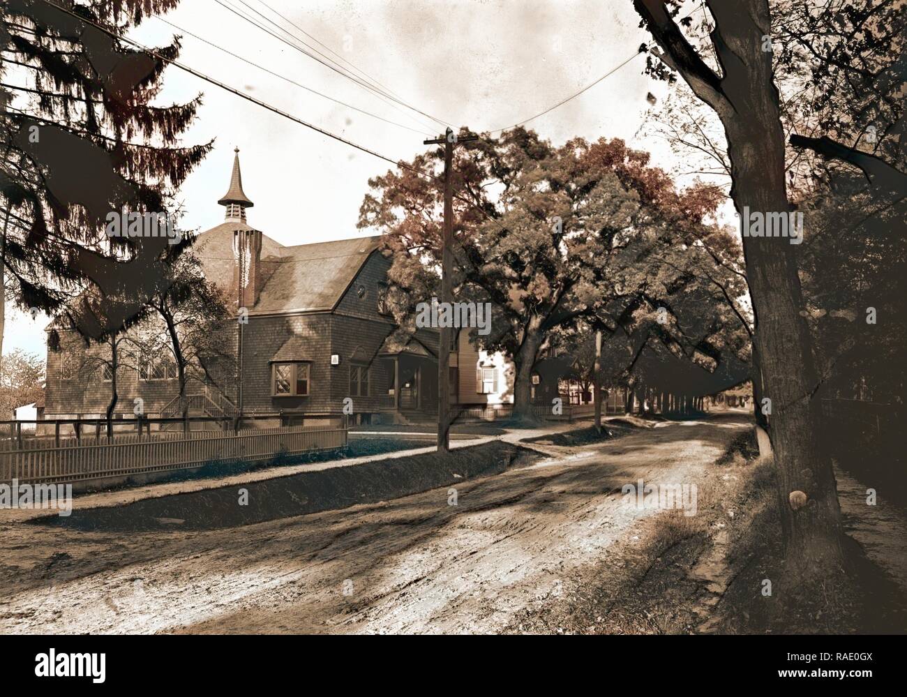 Library and street view, Pleasantville, N.Y, Libraries, Streets, United
