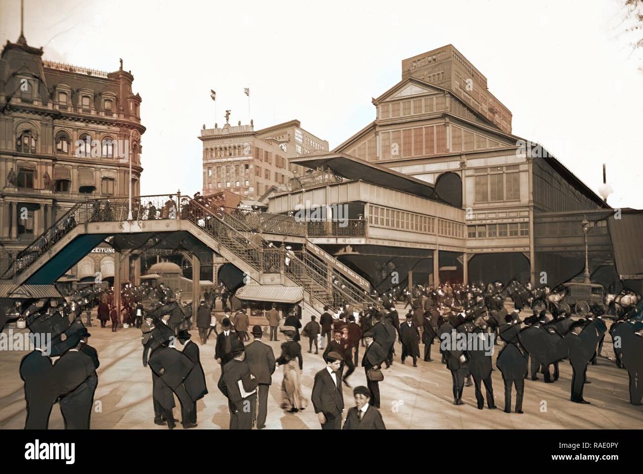 Manhattan entrance to Brooklyn Bridge, New York, Elevated railroads