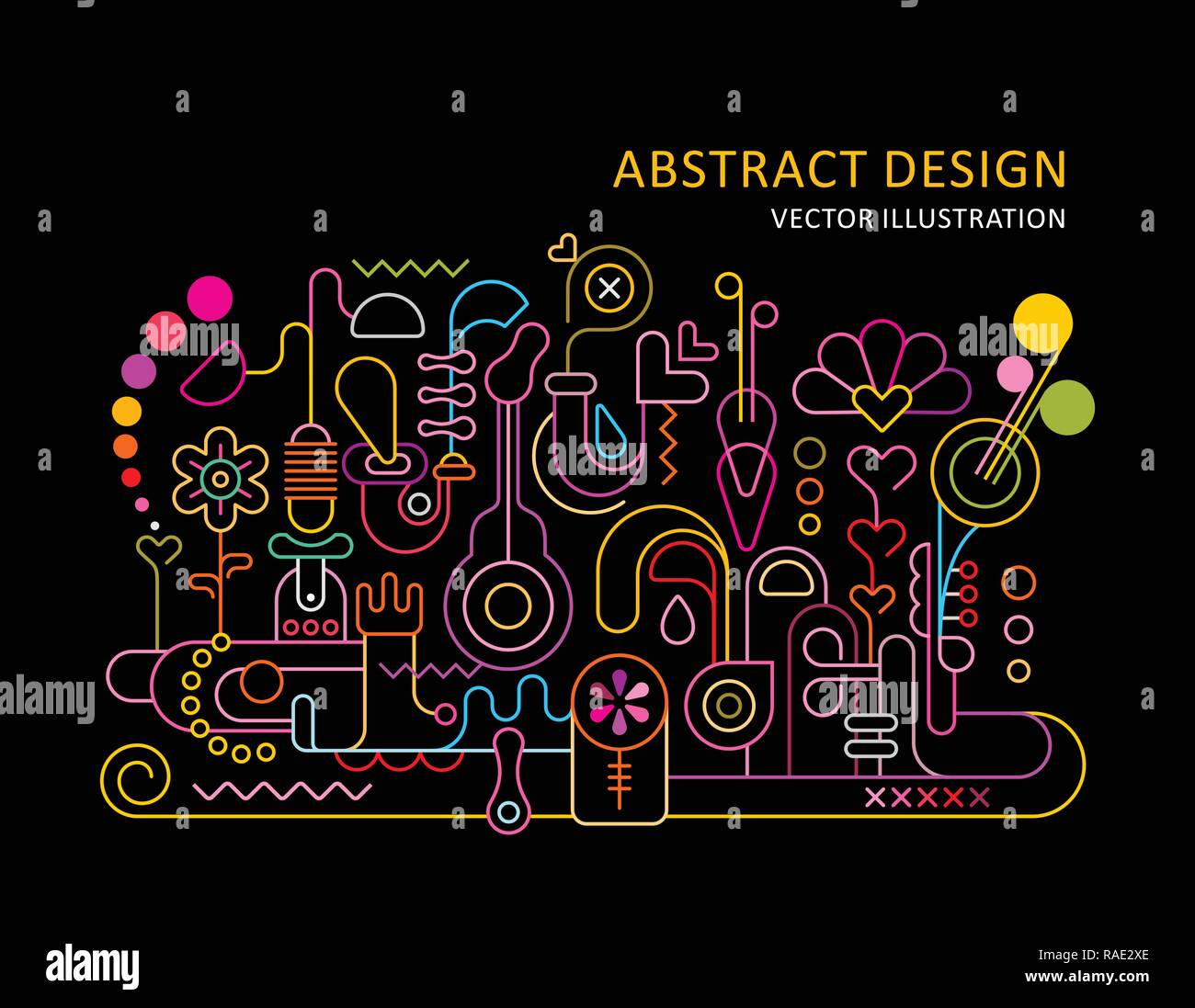 Neon colors on a black background Abstract Design vector illustration ...