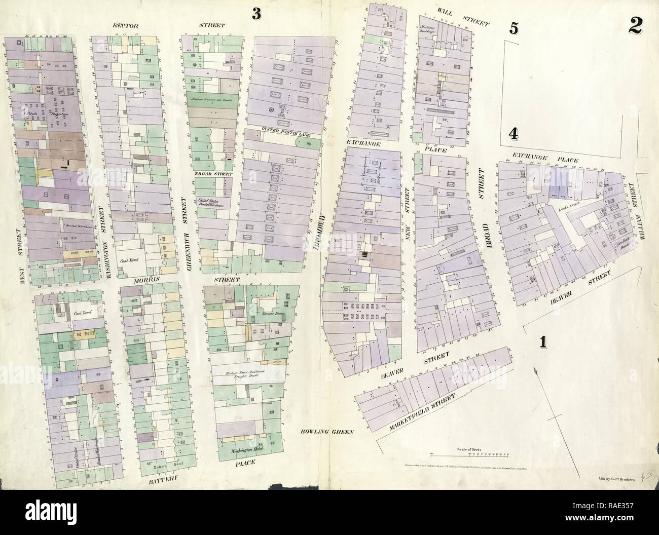 Plate 2 Map bounded by Rector Street, Broadway, Wall Street, Broad