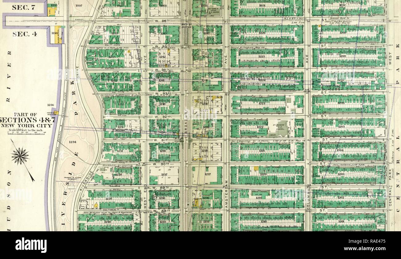 97th STREET 1891 UPPER WEST SIDE RIVERSIDE DRIVE MANHATTAN NY MAP ATLAS 86th
